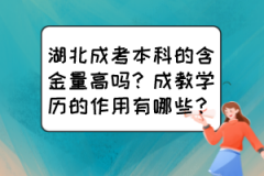 湖北成考本科的含金量高吗？成教学历的作用有哪些？