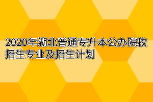 2020年湖北普通专升本公办院校招生专业及招生计划