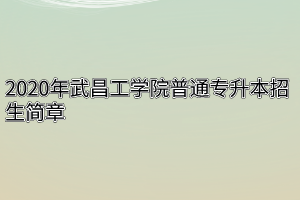 2020年武昌工学院普通专升本招生简章