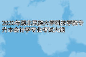 2020年湖北民族大学科技学院专升本会计学专业考试大纲