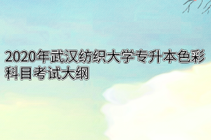 2020年武汉纺织大学专升本色彩科目考试大纲