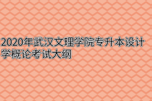 2020年武汉文理学院专升本设计学概论考试大纲