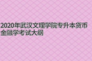 2020年武汉文理学院专升本货币金融学考试大纲