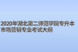 2020年湖北第二师范学院专升本市场营销专业考试大纲