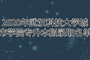 2020年武汉科技大学城市学院专升本拟录取名单