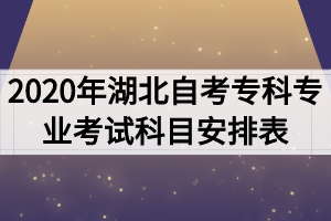 2020年湖北自考专科专业考试科目安排表