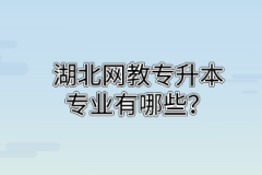 湖北网教专升本专业有哪些？