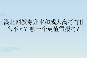 湖北网教专升本和成人高考有什么不同？哪一个更值得报考？