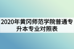 2020年黄冈师范学院普通专升本专业对照表