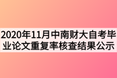 2020年11月中南财大自考毕业论文第二次定稿重复率核查结果公示