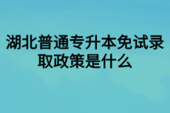 湖北普通专升本免试录取政策是什么