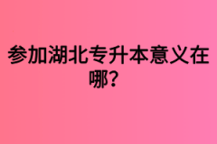 参加湖北专升本意义在哪？