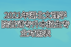 2021年湖北文理学院普通专升本招生专业对照表