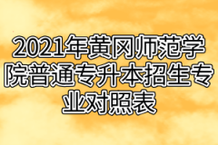 2021年黄冈师范学院普通专升本招生专业对照表