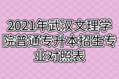 2021年武汉文理学院普通专升本招生专业对照表