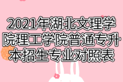 2021年湖北文理学院理工学院普通专升本招生专业对照表