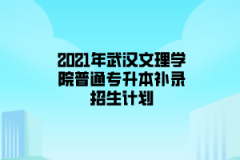 2021年武汉文理学院普通专升本补录招生计划