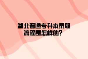 湖北普通专升本录取流程是怎样的？