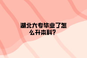 湖北大专毕业了怎么升本科？