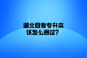 湖北自考专升本该怎么通过？