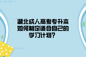 湖北成人高考专升本如何制定适合自己的学习计划？