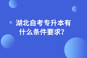 湖北自考专升本报考有什么条件要求？