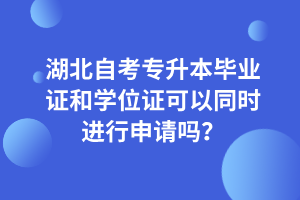 湖北自考专升本毕业证和学位证可以同时进行申请吗？