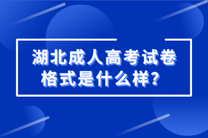 湖北成人高考试卷格式是什么样？