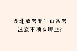 湖北成考专升本备考注意事项有哪些?