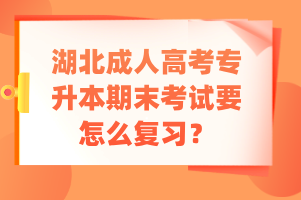 湖北成人高考专升本期末考试要怎么复习？