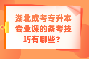 湖北成考专升本专业课的备考技巧有哪些？