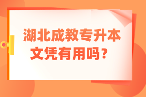 湖北成教专升本文凭有用吗？