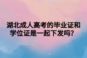 湖北成人高考的毕业证和学位证是一起下发吗？