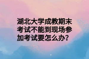 湖北大学成教期末考试不能到现场参加考试要怎么办？