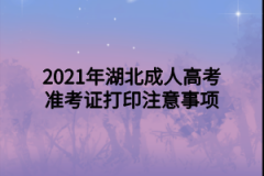 2021年湖北成人高考准考证打印注意事项