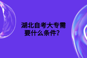 湖北自考大专需要什么条件？