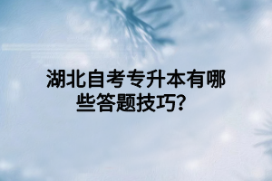 湖北自考专升本有哪些答题技巧？