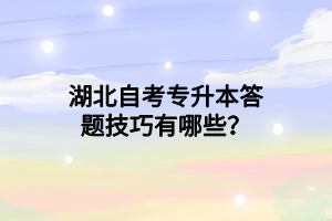 湖北自考专升本答题技巧有哪些？