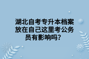 湖北自考专升本档案放在自己这里考公务员有影响吗？