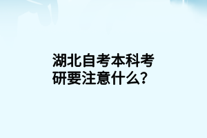 湖北自考本科考研要注意什么？