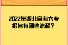 2022年湖北自考大专报名有哪些流程？